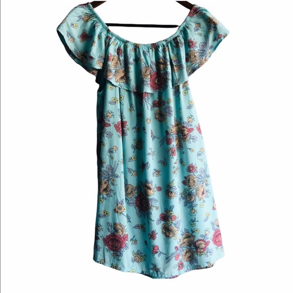 Gap Floral Aqua Blue Dress